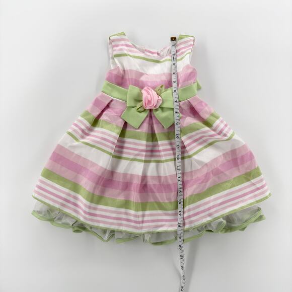Youngland Infant 18M Easter Dress Pink Green Striped with Bloomers Spring Outfit - Picture 3 of 13